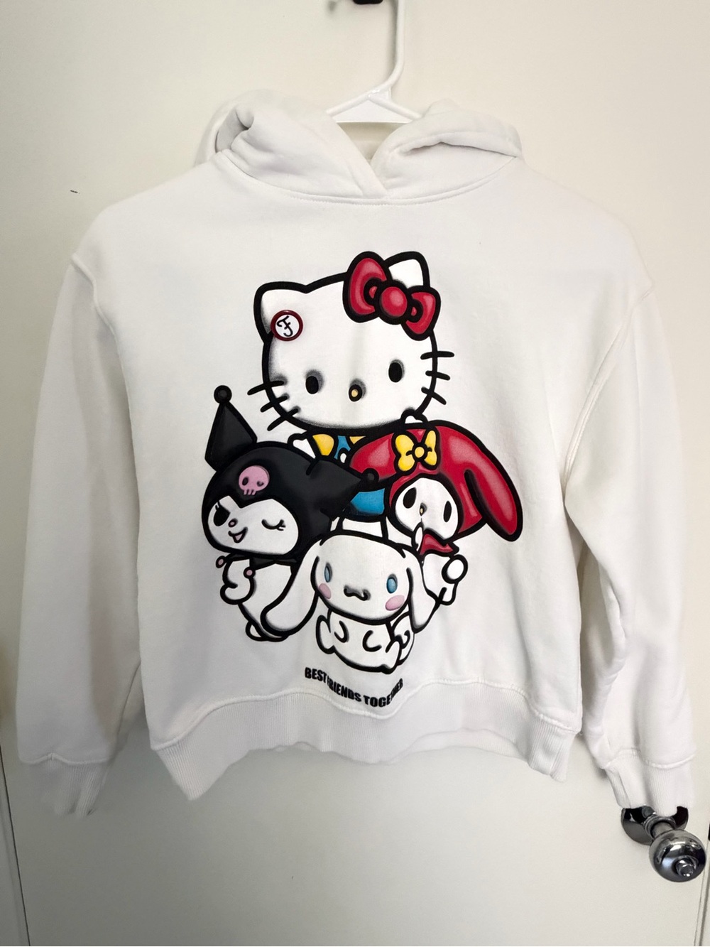 Zara White Kids Hoodie with Hello Kitty & Friends Graphic